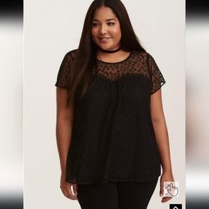 Torrid size 1 black mesh star blouse